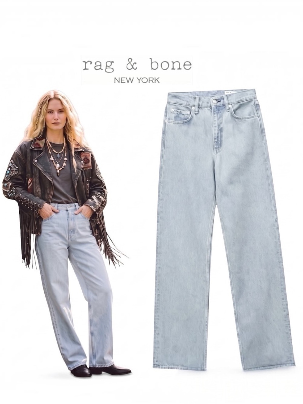Rag Bone Jeans Womens 27 High Rise Straight Leg Like New!